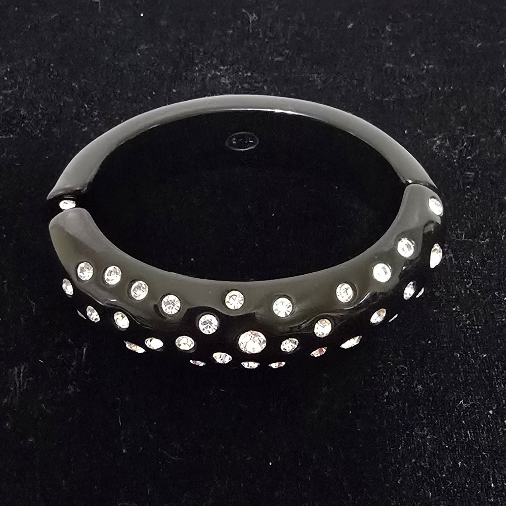 Vtg Kenneth Jay Lane Black Ova Lucite Hinged Brac… - image 8